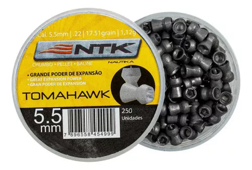 Chumbinho Tag Tomahawk 5,5mm # Lata C/ 125 Unid. # Ntk/tag