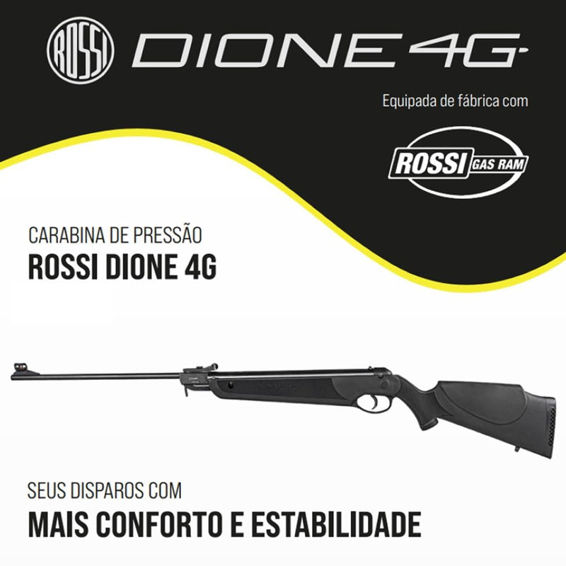 Carabina De Pressão ROSSI DIONE 4G GR 5,5mm + Luneta Rossi 4X20 + Bandoleira + 100 Chumbinhos