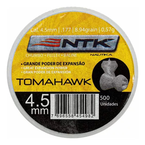 Chumbinho Tomahawk 4,5 Mm Tag # Lata C/ 250 Unid. # Ntk/tag