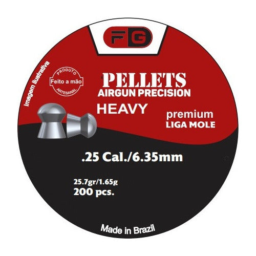 Pellets Fg Heavy Premium Liga Mole 6,35mm 25,7gr 1,65g 200un